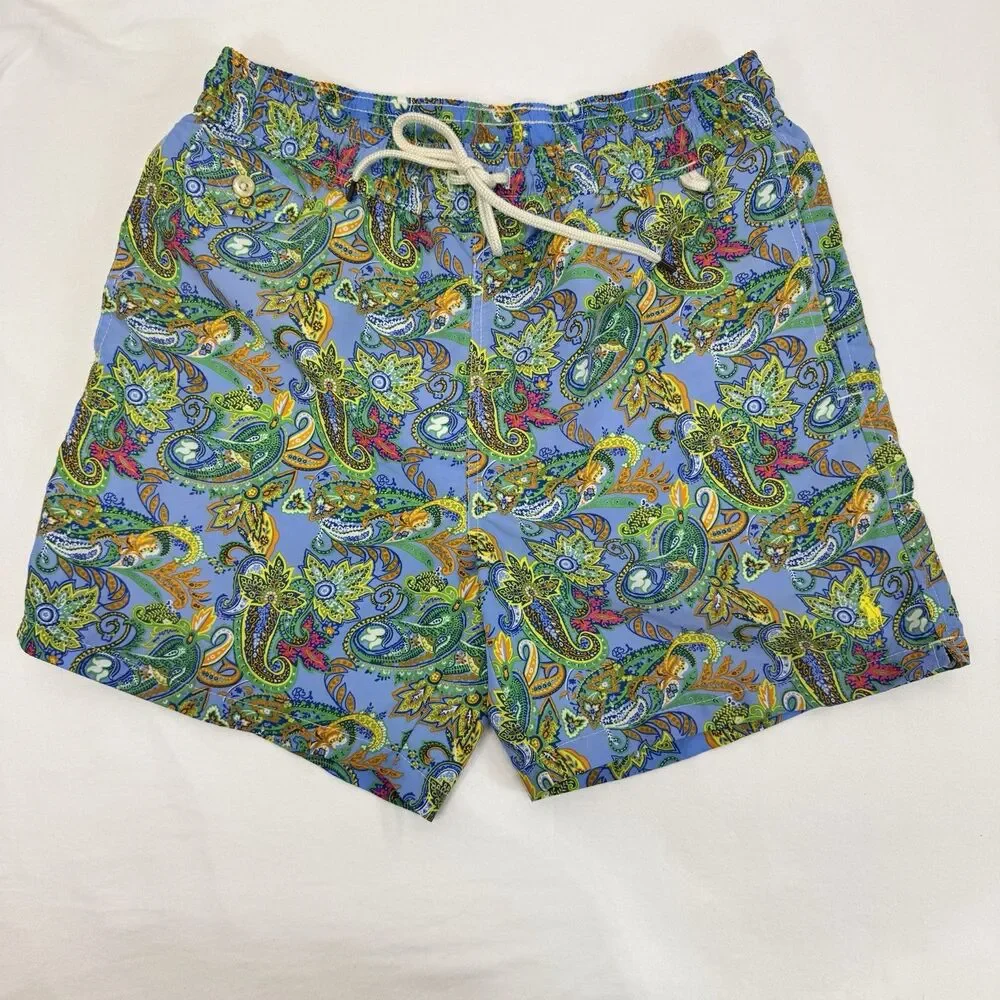 Polo Ralph Lauren Swim Trunks Men’s Medium Paisley Floral Swim Trunks Pockets